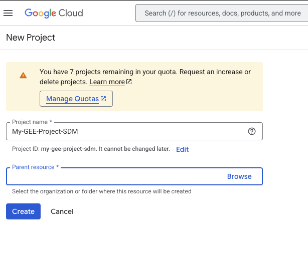 Project naming dialog