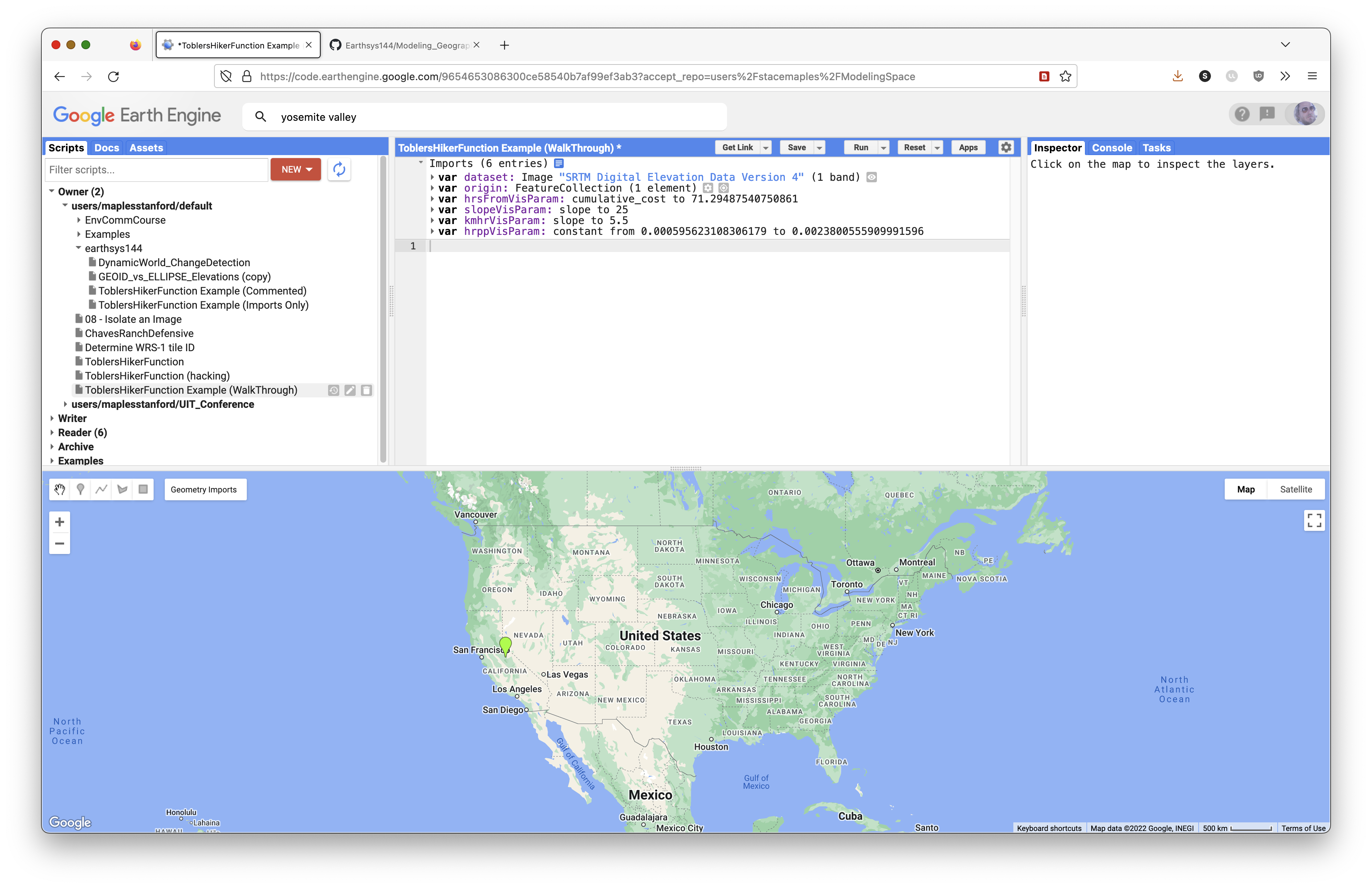 Screenshot showing the prepared imports at the top of the Google Earth Engine Code Editor.
