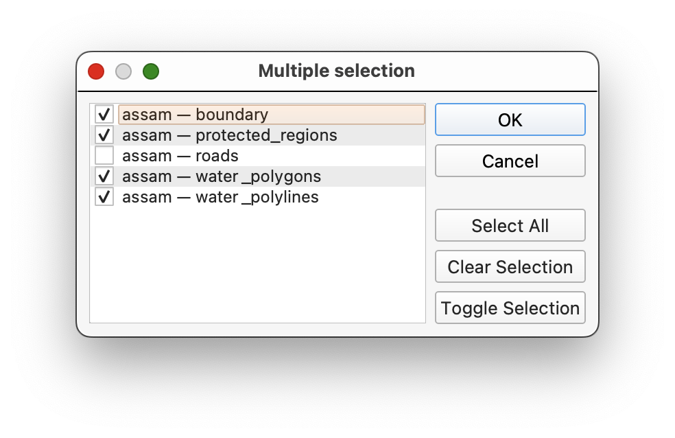 Batch layer selection for the thematic rasters