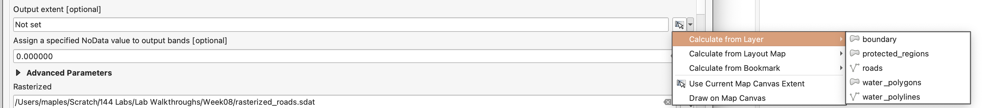 Rasterize settings for the boundary layer