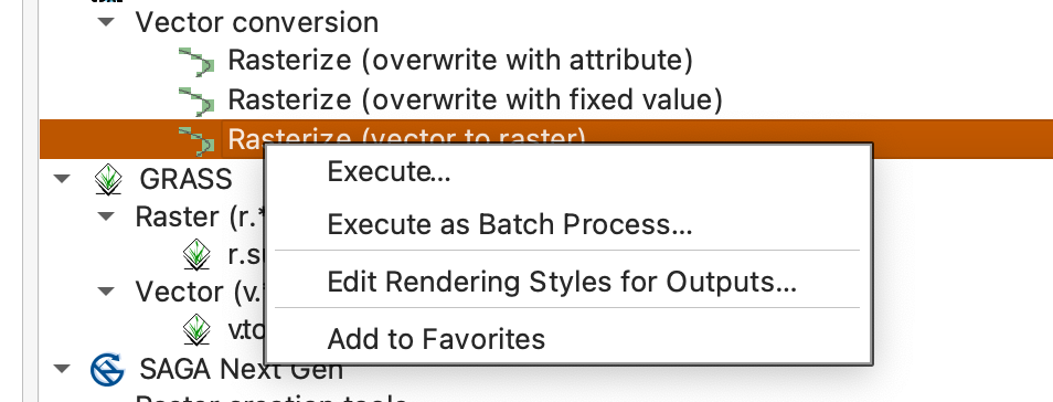 Opening the rasterize tool as a batch process