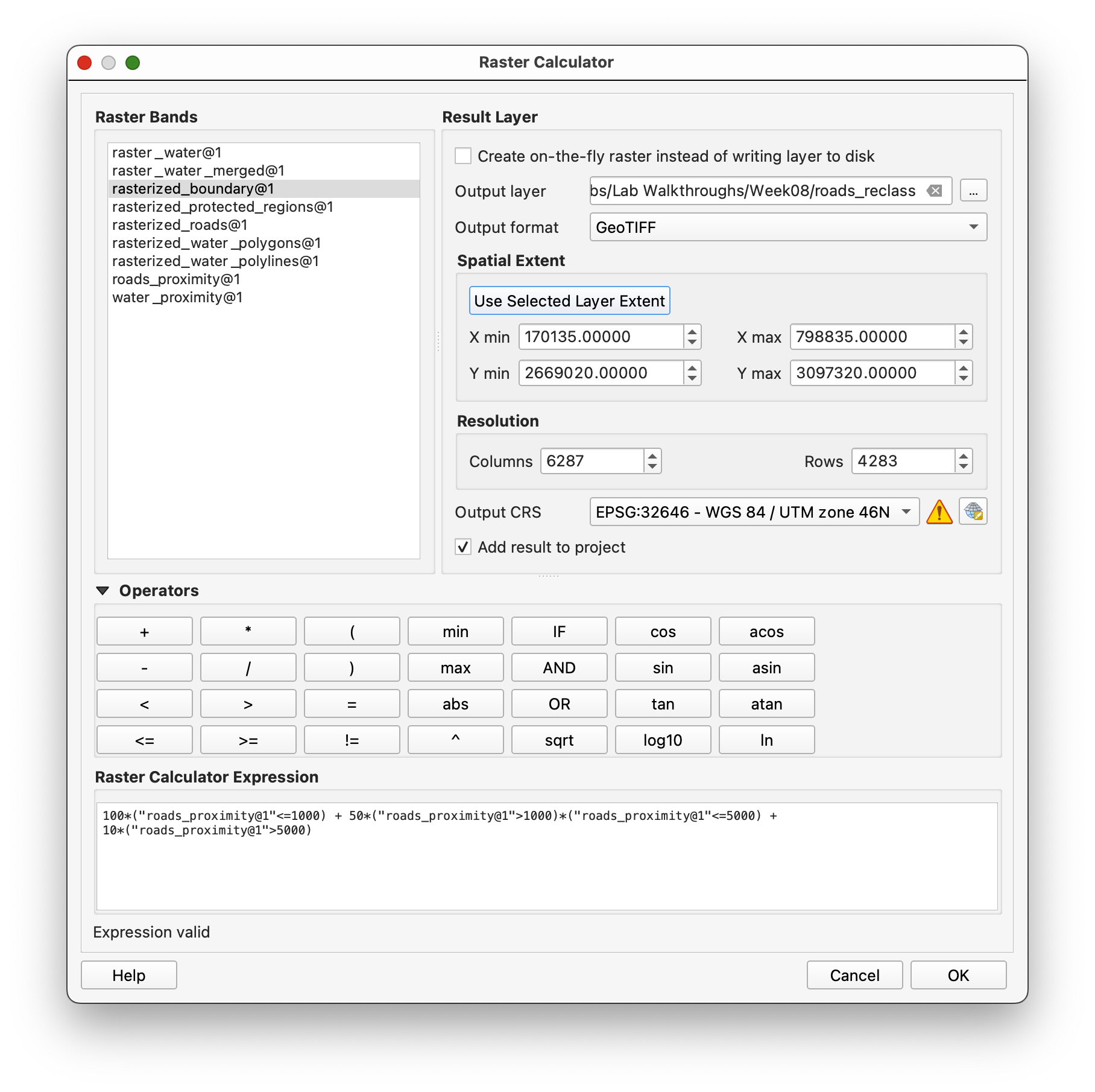 Reclassifying the road distance raster