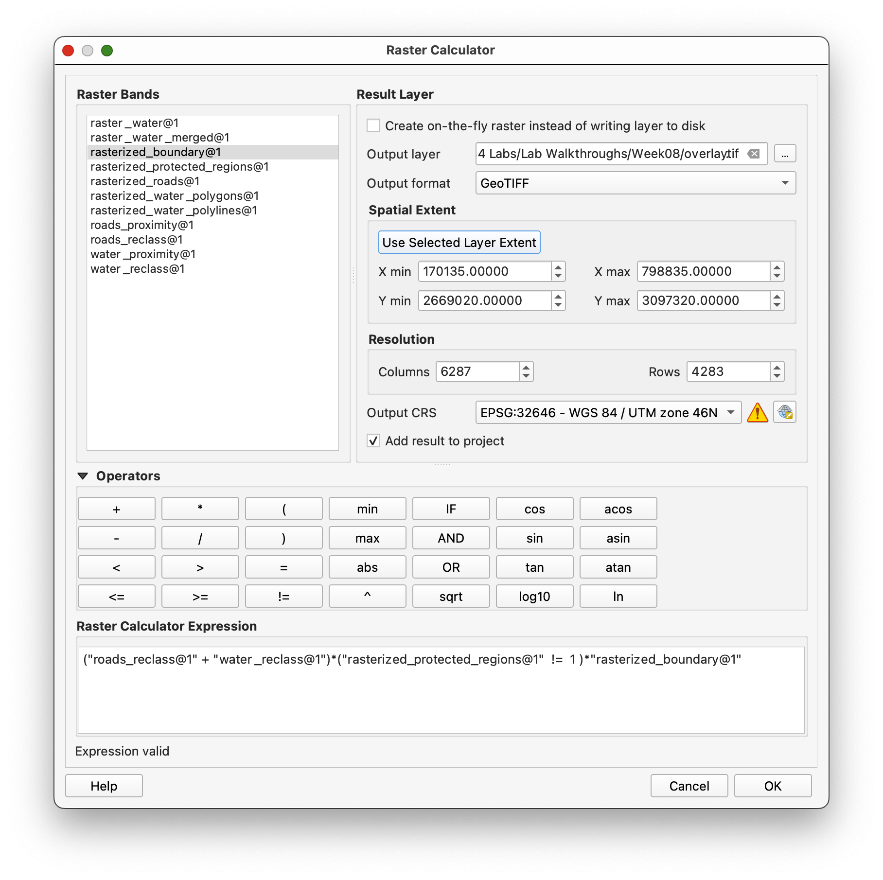 Calculating the final suitability overlay raster