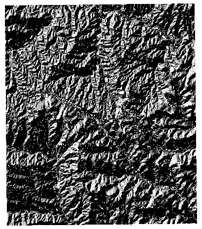 A hillshade made from the clipped DEM in the original workshop. Once a raster is prepared, you can keep chaining analysis steps.